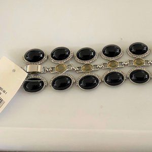 BANANA REPLUBLIC black hematite & yellow stone bracelet, NWT